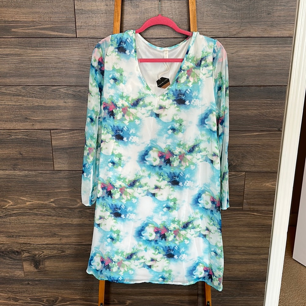 NWT PinkBlush Abstract V-Neck Dress